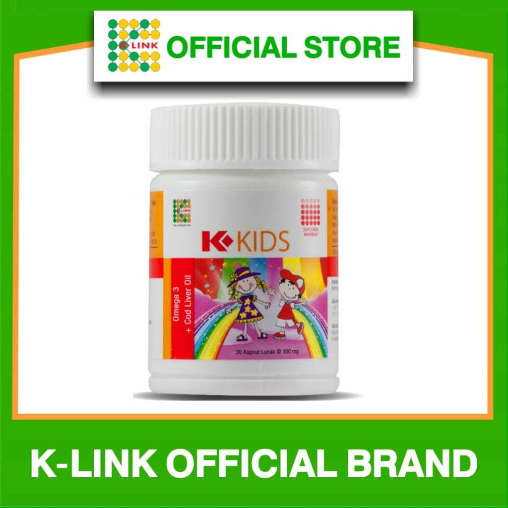 K kids k link.K kids omega 3.K link kids.K Kids Suplemen Anak.Kemasan 30 kapsul lunak.