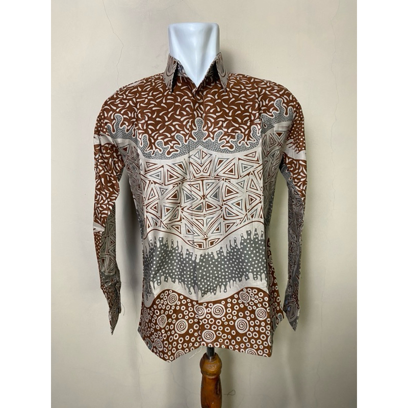 terracota kemeja batik pria lengan panjang slimfit lapis furing