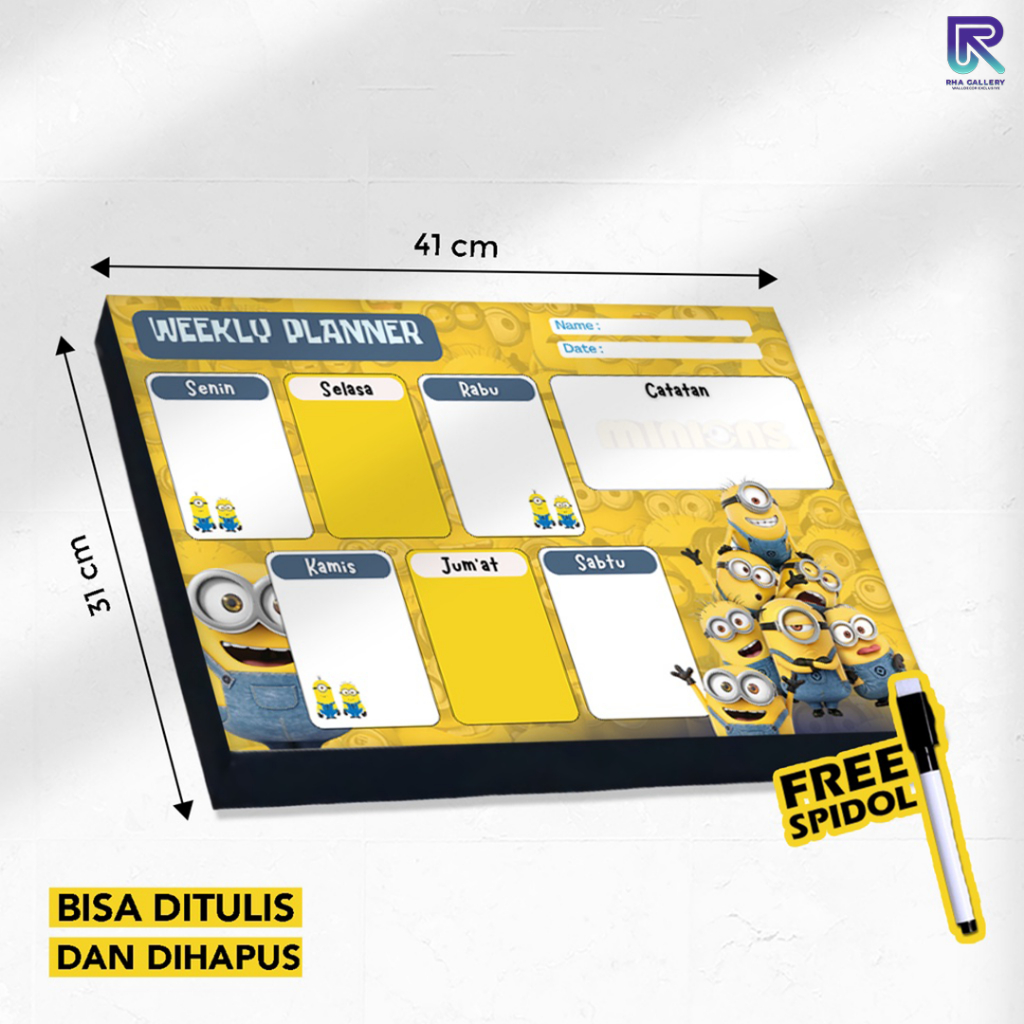 RHA GALLERY Papan Tulis Kayu Schedule Daily Weekly Anak Eestetik Planner Schedule Board Aesthetic