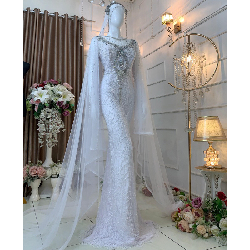 Kebaya Slim Putih Akad Modern