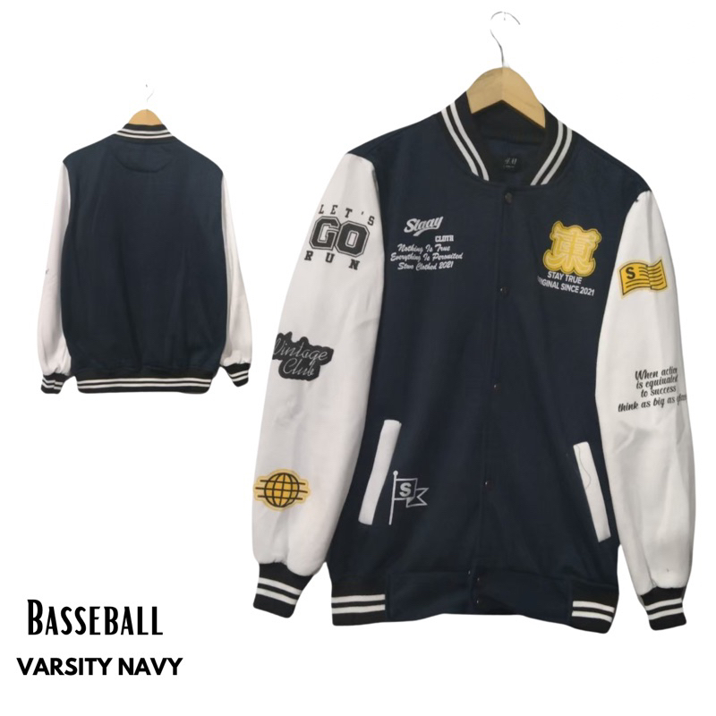 Jaket Varsity Pria wanita / Varsity Flecce Tebal Motif / Jaket bassebal Keren / Jaket Varsity Japan 