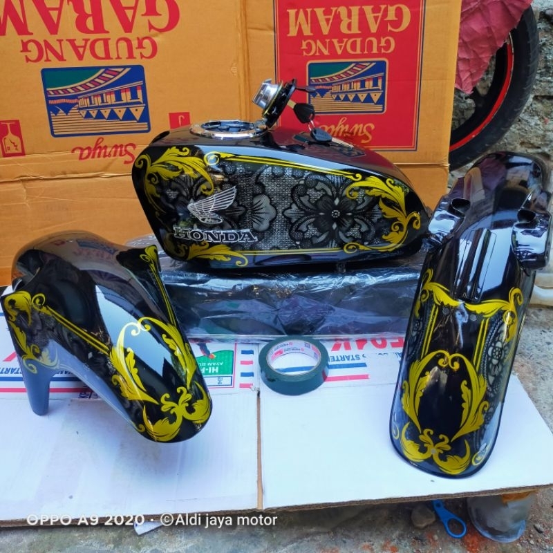 tangki cb body set cb tutup ninja motif full batik Air brush  WARNA WARNI anti karat kuat sudah di r