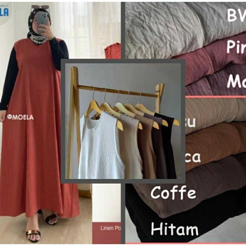 Inner dress crinkle airflow tanpa lengan standard dan jumbo busui non busui ld 90 100 110 120 130 14