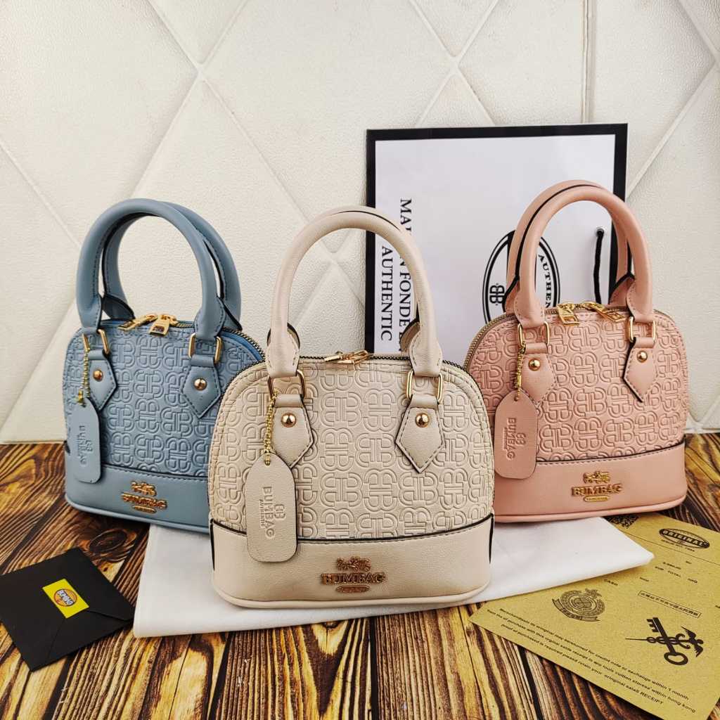 BUMBAG - TAS ALMA MINI FREE paper bag IMPORT FULL EMBOSS TOP HANDLE BAG - TAS SELEMPANG ALMA TWEET +