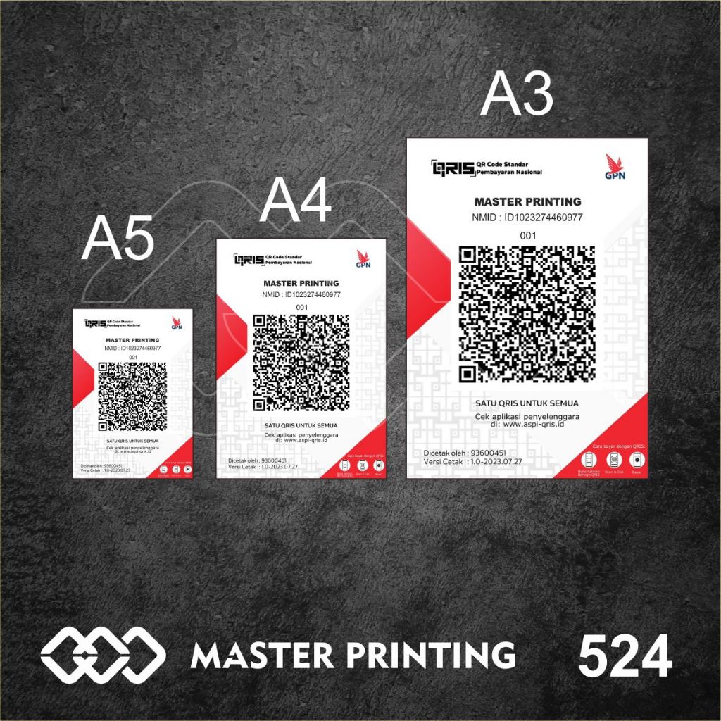 

524 - Stiker QRIS, QRCode, Barcode, Sticker Vinyl, Premium, Tahan Air, Termurah, dan Bisa Custom