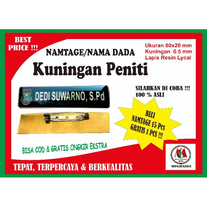 

Name tag / Nama Dada Kuningan Peniti