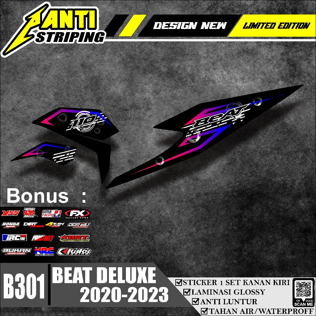 sticker Striping Motor BEAT DELUXE STREET NEW 2020-2021 Grafis Minimalis- skotlet motor beat deluxe 