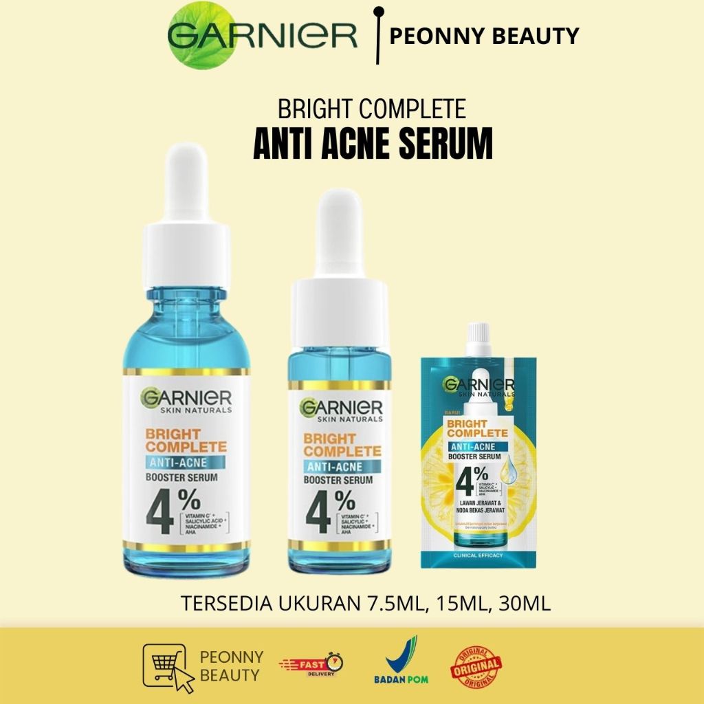 GARNIER Bright Complete Anti Acne Booster Serum - 15/30/7.5ml | garnier serum acne