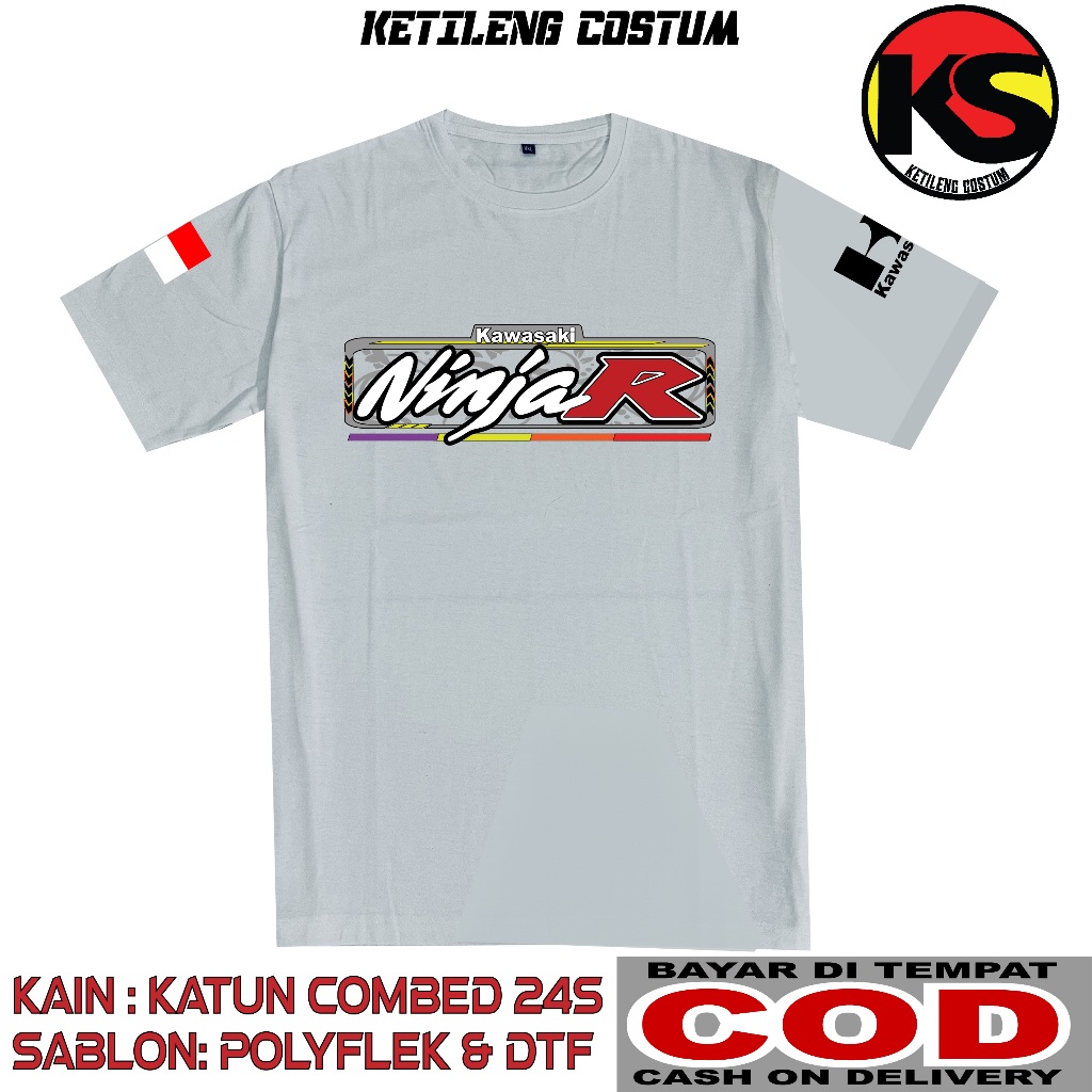 KAOS KAWSAKI NINJA R BAHAN COTTON COMBED 24S TEBAL BISA COD KAOS DISTRO KAOS KEREN