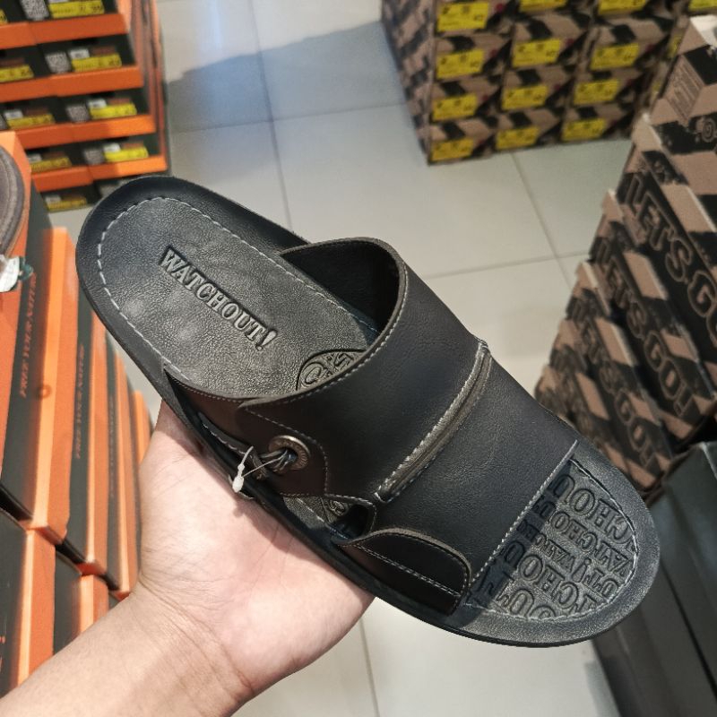 SANDAL PRIA WATCHOUT SANDAL BAPAK -BAPAK  FLAT SANDAL LEBARAN POLOSAN TALI LEBAR STOCK TERBATAS PROD