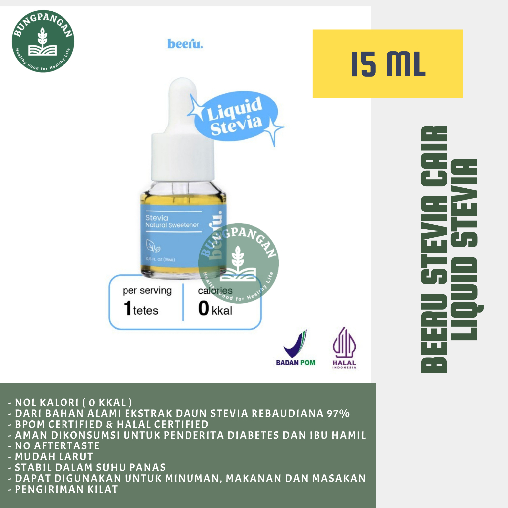 

Beeru Stevia Cair Natural Sweetener - 15mL Pemanis Alami Tanpa Kalori