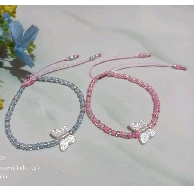 TrieSya Collection Gelang Manik-Manik Mute 8o Kupu Tali giok Kebumen