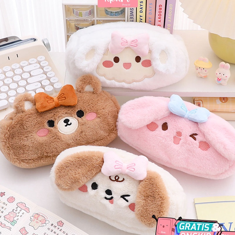 

GROSIR Kotak pensil bulu cute Tempat kosmetik pouch dompet serbaguna