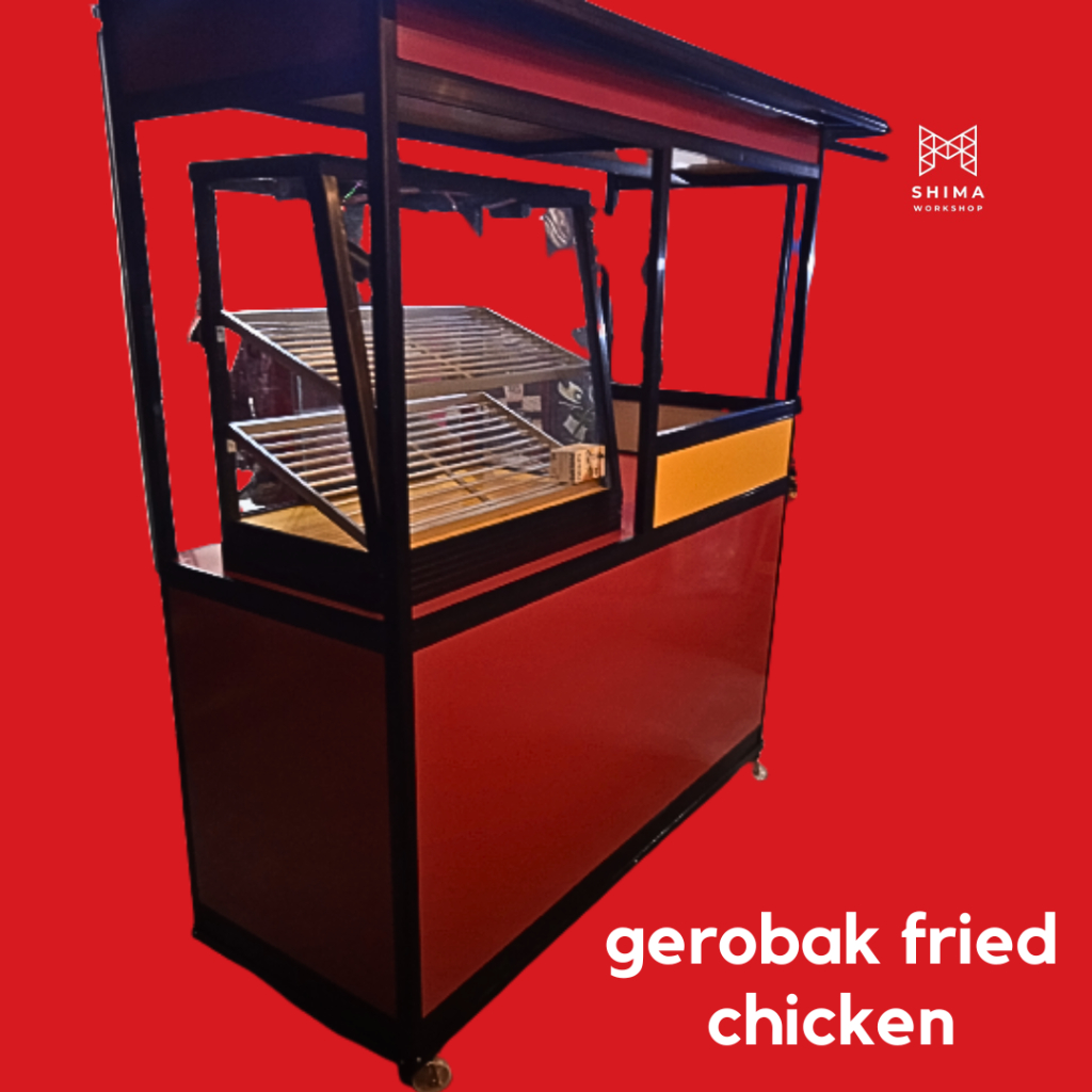 gerobak fried chicken aluminium bonus lampu pemanas