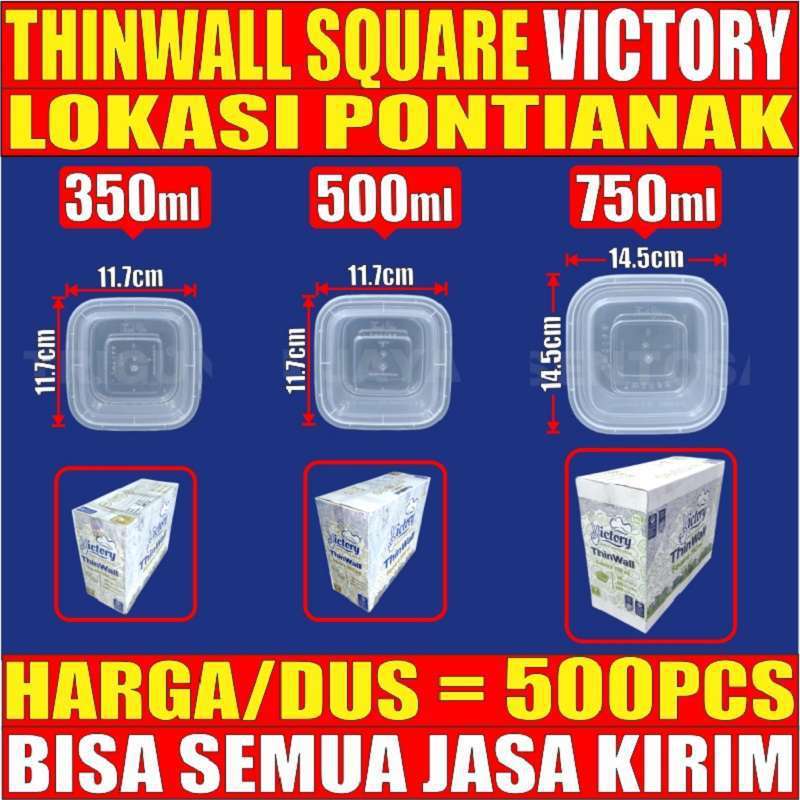 Thinwall SQ 350ml 500ml 750ml Per Dus Kotak Makan Square Plastik Semua Js Krm Bandung