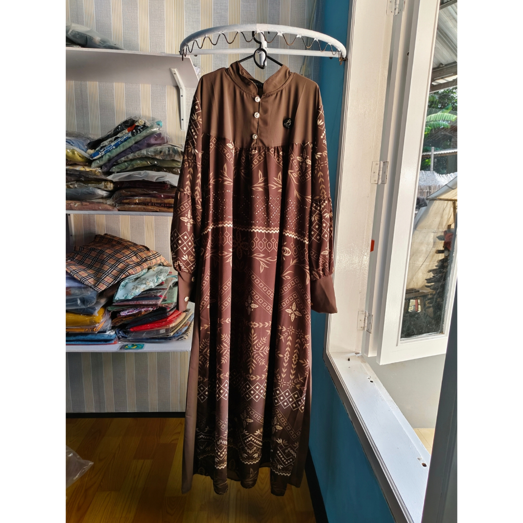 Gamis benita set kerudung bahan ceruty