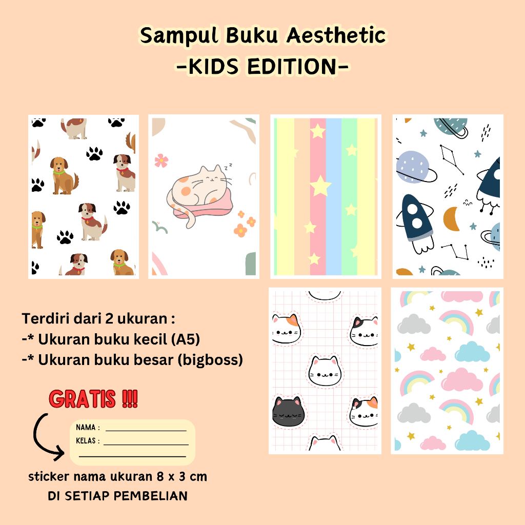 

SBC002 - SAMPUL BUKU AESTHETIC KIDS EDITION / SAMPUL BUKU SIDU KIKI BIGBOSS CAMPUS BOXY BMB