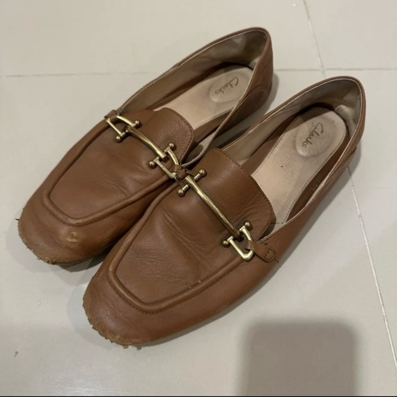 Preloved Loafer Wanita Clarks Horsebit Brown Leather