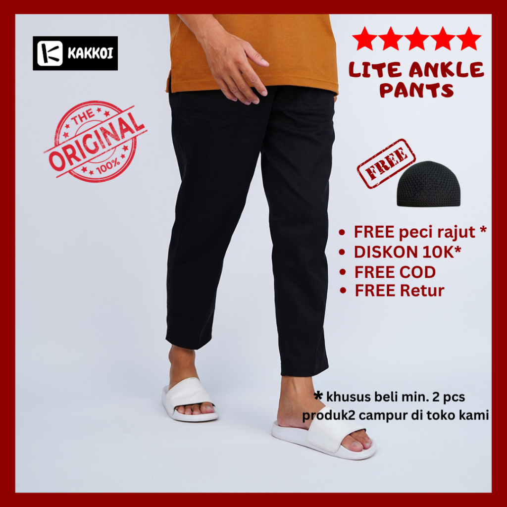 Kakkoi Original Sirwal Muslim Pria Dewasa Bahan Denim Stretch Full Karet Pinggang Original