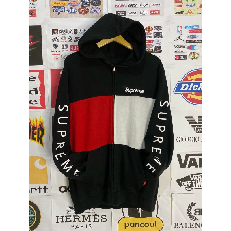 Hoodie Zipper Supreme Mark Warna Hitam Size XL