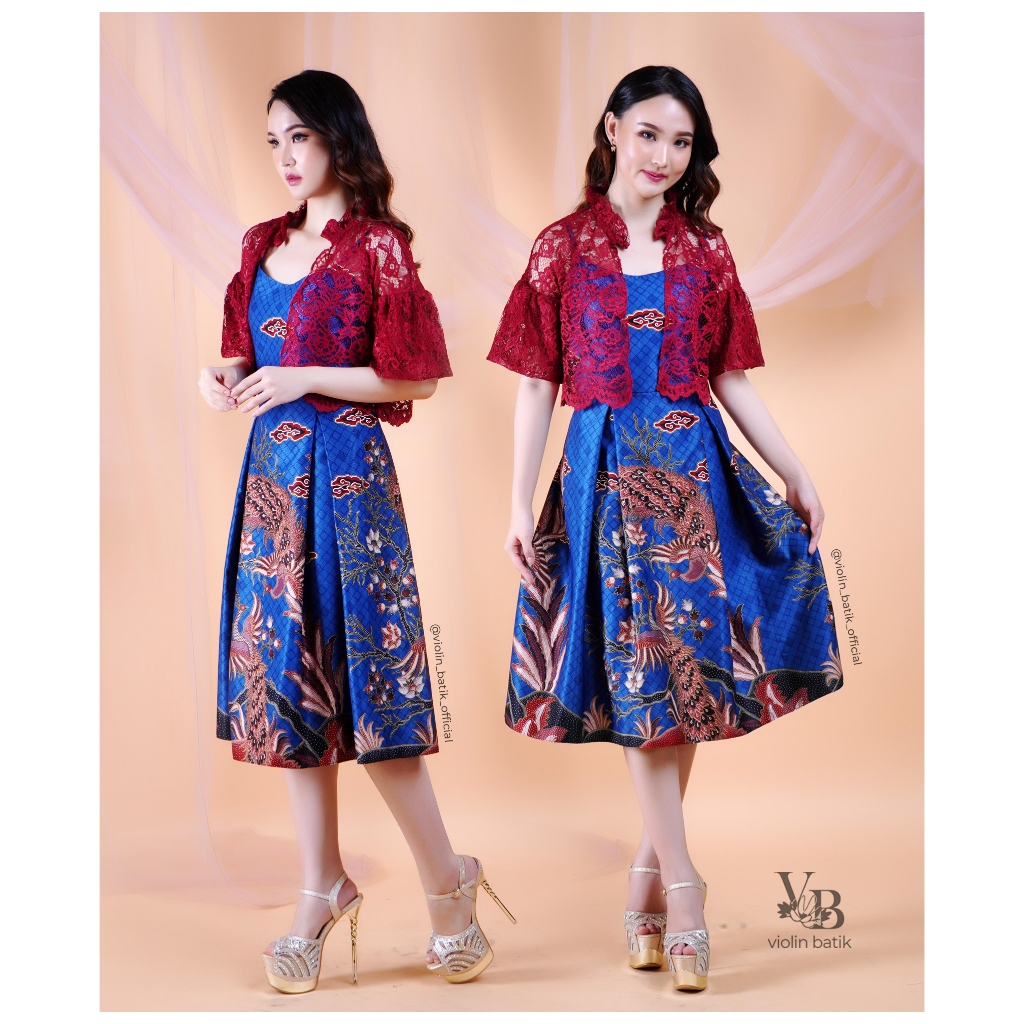 Dress Batik Satin Outer Brokat Crop 2131