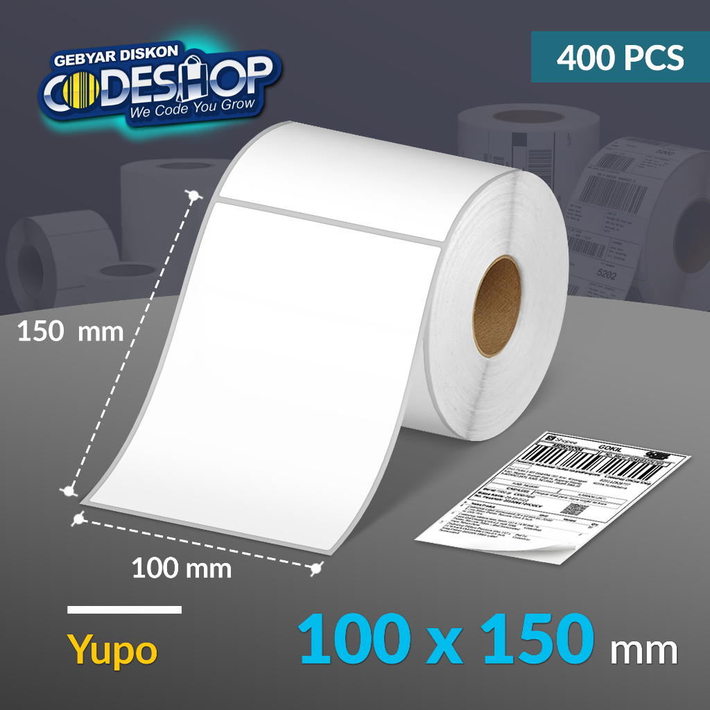

Codeshop Label Yupo 100 x 150 mm A6 Resi 1 Line Stiker Printer Barcode Core 1 Inch Isi 400 Pcs