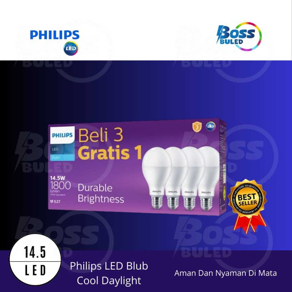 Philips Multipack LEDBulb 14.5W E27 6500K Putih