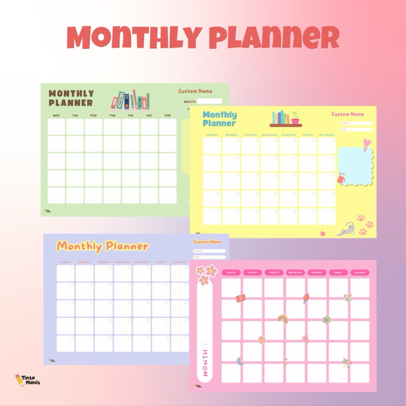 

Monthly Planner - Wipe and Clean A3