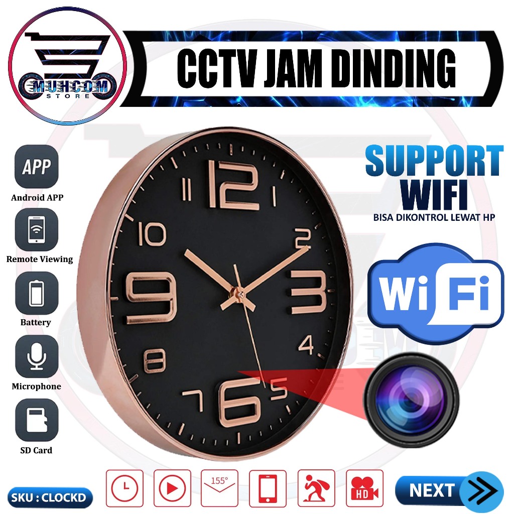 Kamera Hidden Spycam Jam Dinding IP Camera CCTV WiFi Wallclock Kamera Full HD 1080P Pengintai Pengaw