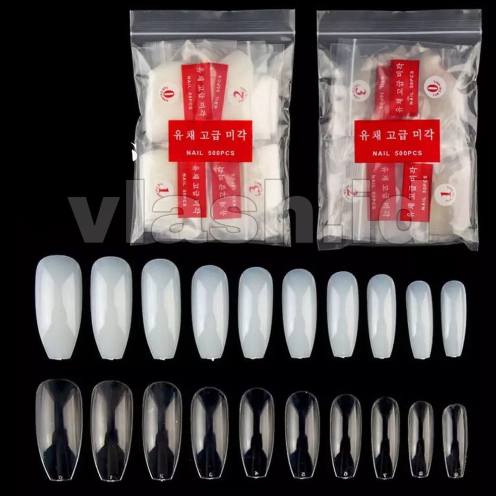 ART K16U COFFIN LONG NAIL TIP  KUKU PALSU BALERINA PANJANG