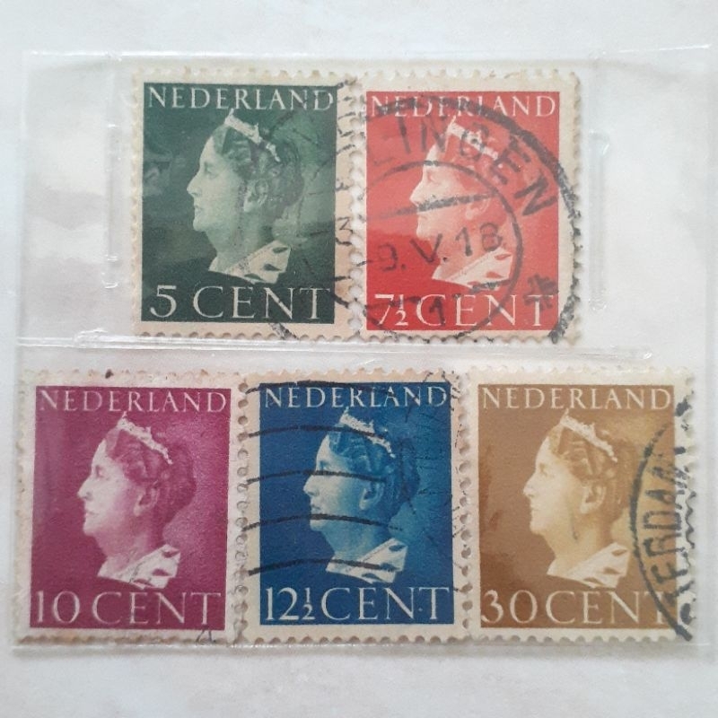 

(A) Perangko Belanda Queen Wilhelmina - 1940-1947 - Type 'Konijnenburg' Tahun 1940 set 5pcs