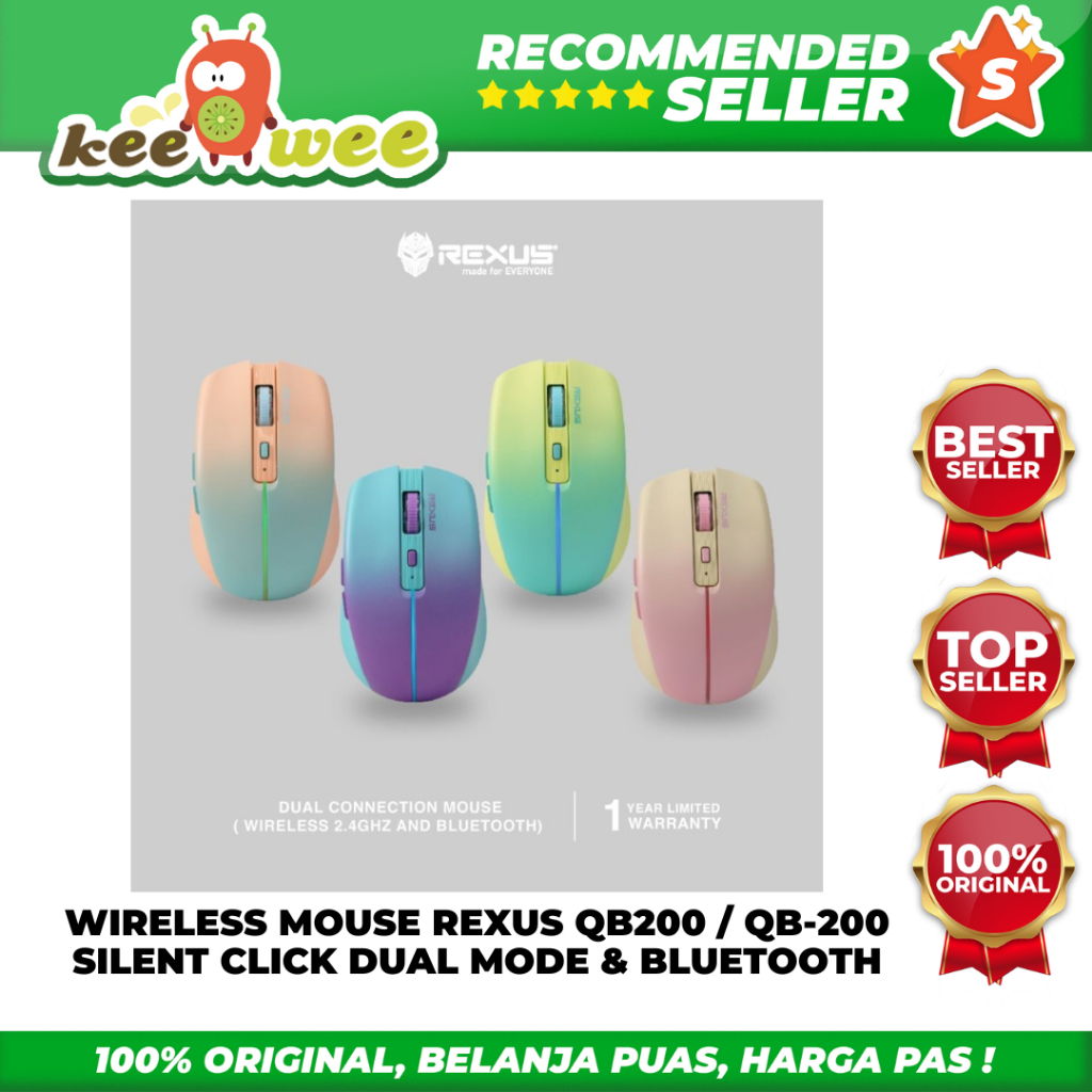 WIRELESS MOUSE REXUS QB200 / QB-200 SILENT CLICK DUAL MODE & BLUETOOTH