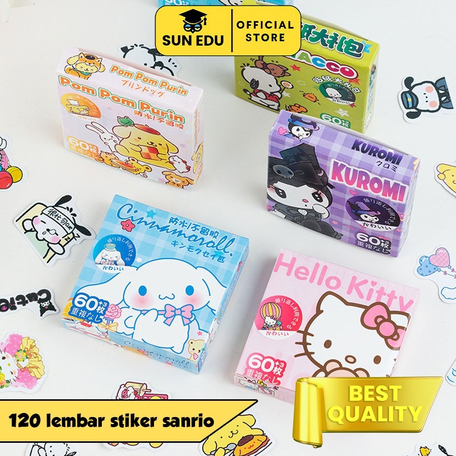 

60PCS Stiker dekorasi jurnal DIY/ Stiker kuromi cinnalmorol pikachu japan kartun