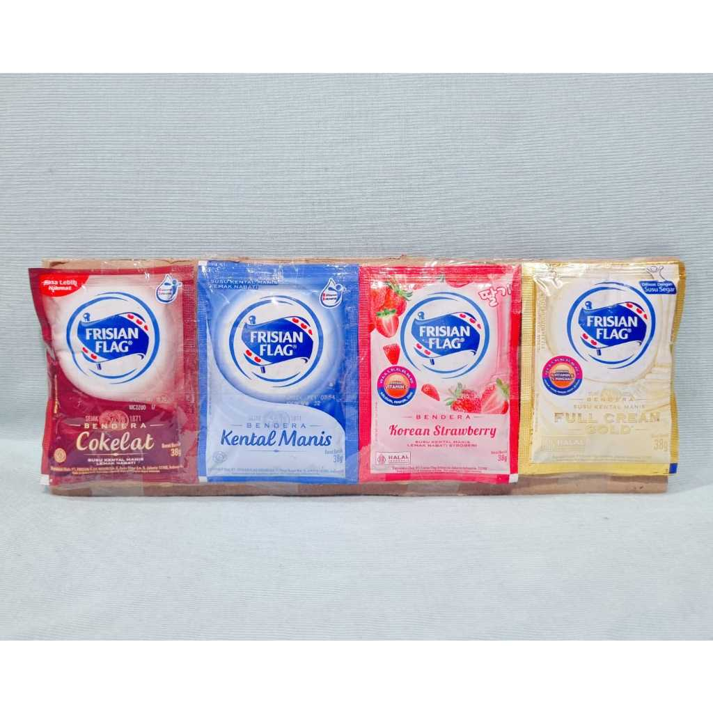 

Frisian Flag Susu Kental Manis Putih / Coklat / Korean Strawberry / Gold (1 Sachet)