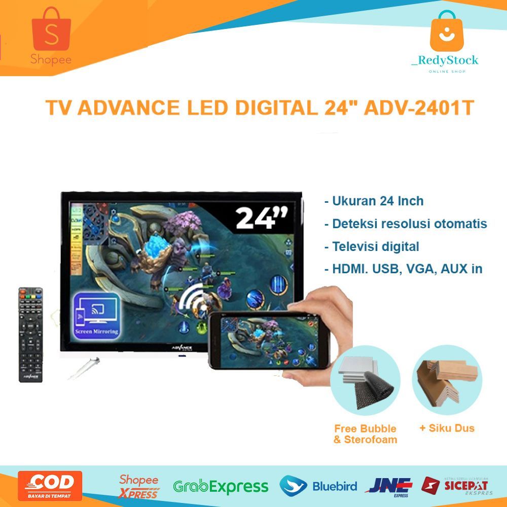 TV ADVANCE LED DIGITAL 24" ADV-2401 TV LED DIGITAL ADVANCE 24 INCH TV LED ADVANCE TV DIGITAL ADVANCE