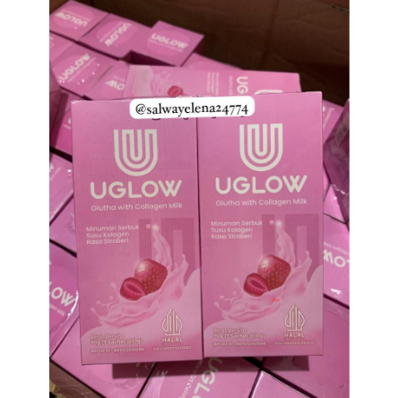 u glow glutha Collagen milk minuman bubuk pemutih badan alami 1box isi 10sachet original..
