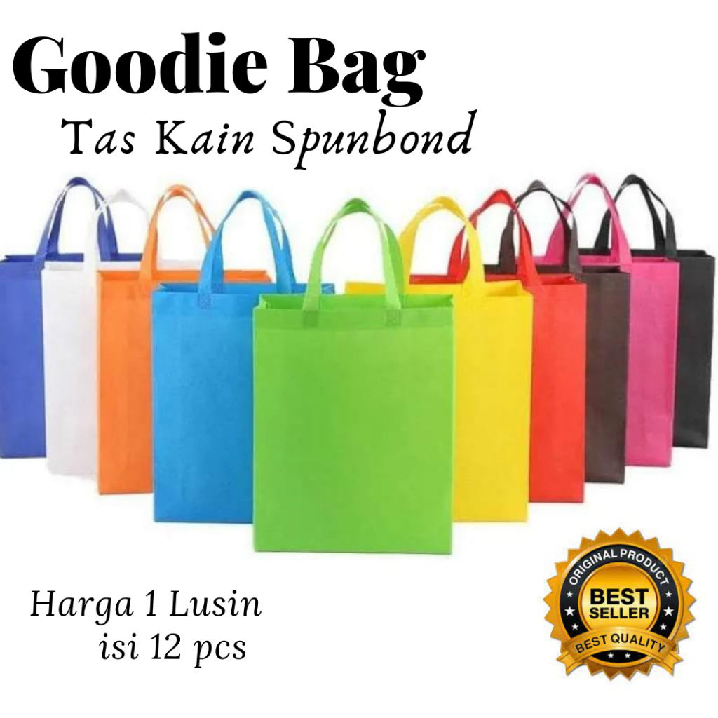 

Tas Belanja Spunbond isi 12 Pcs, Tas Kain, Goodie Bag, Tas Hajatan, Souvenir Bag Uk 25x35cm, 30x40cm, 38x45cm