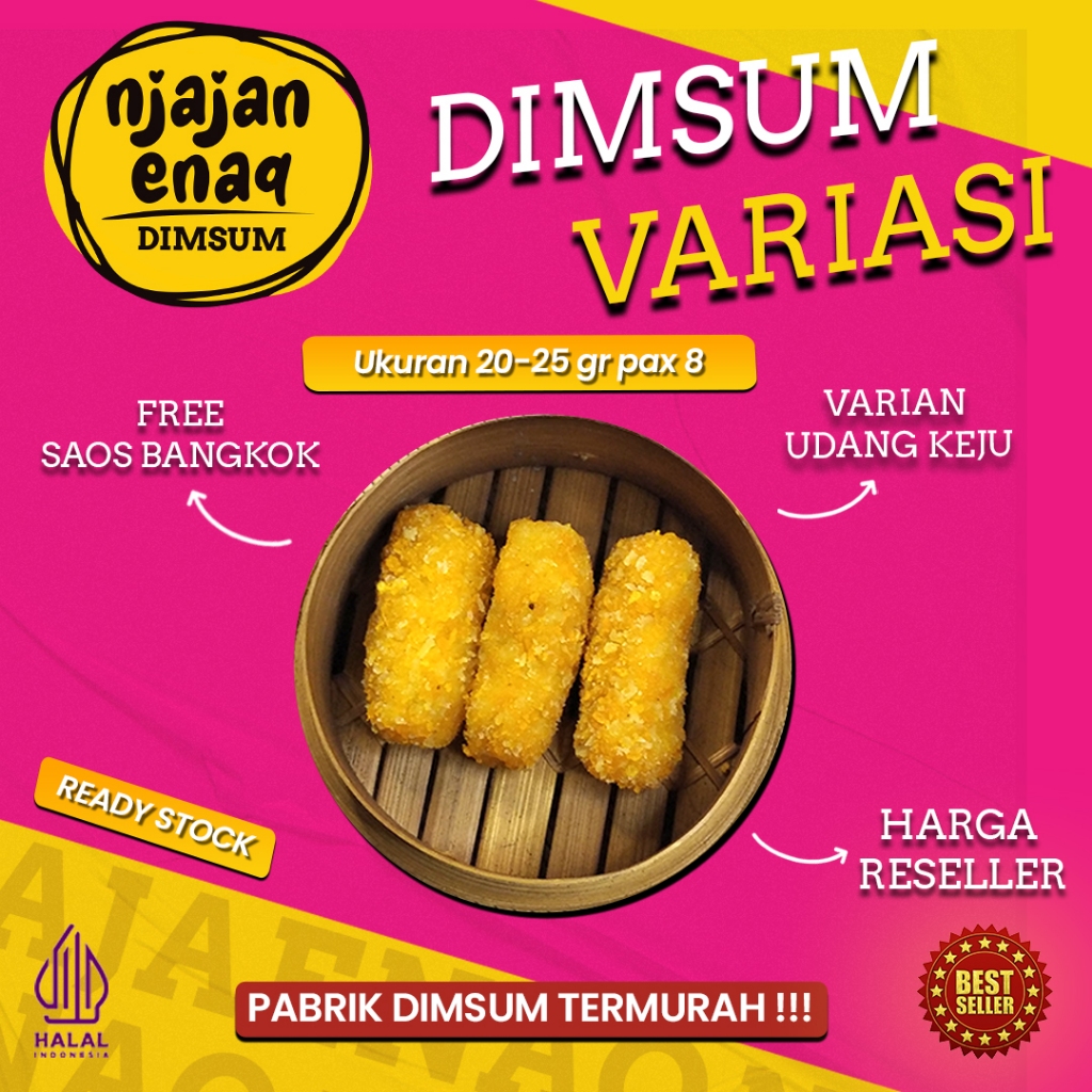 

NJAJAN ENAQ - Special Variasi Dimsum UDANG KEJU Frozen Food 25gr 1 Pack isi 8 Pcs - Halal Premium