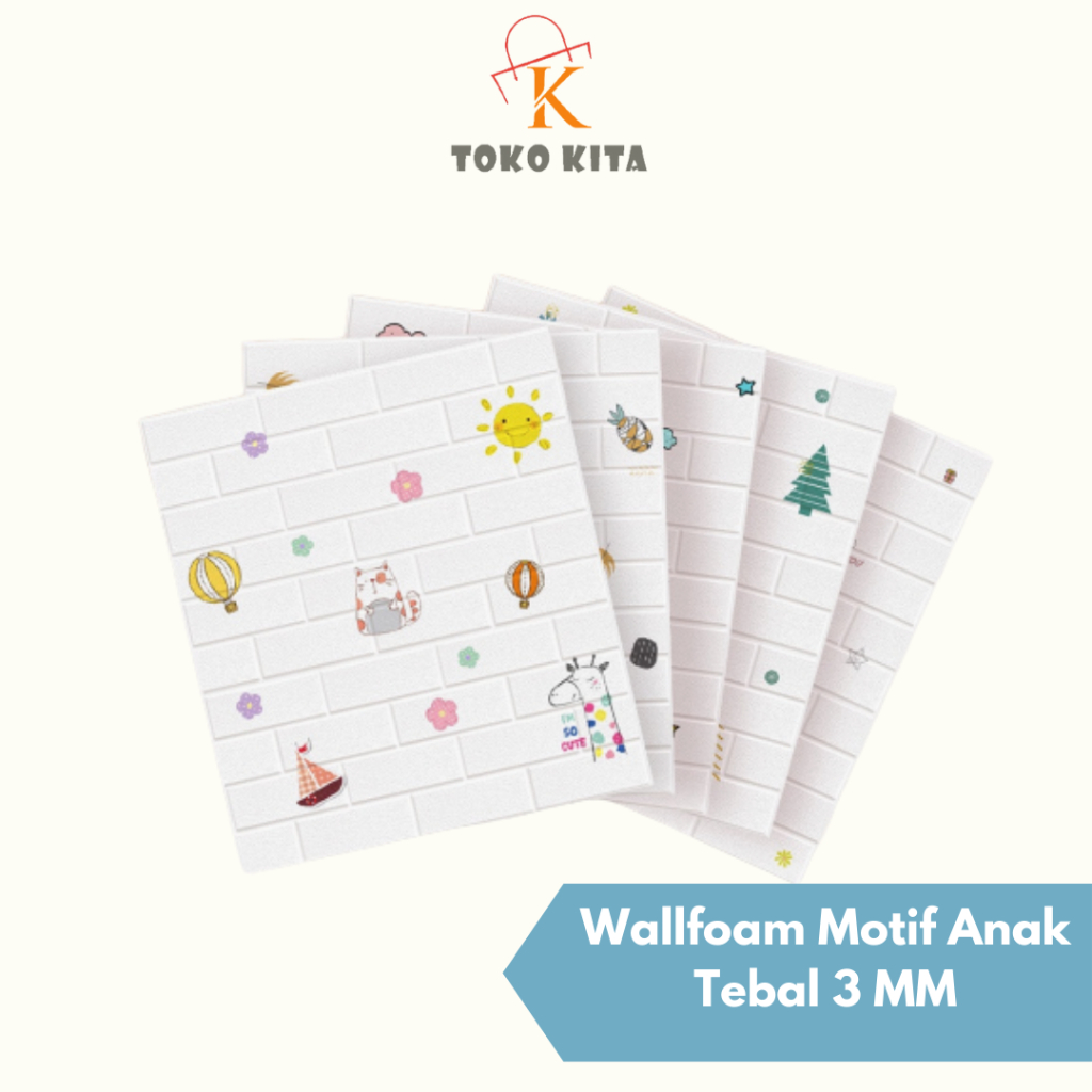 Wallpaper Motif Bata 3D Motif Anak 70x77cm / Wallpaper Bergambar