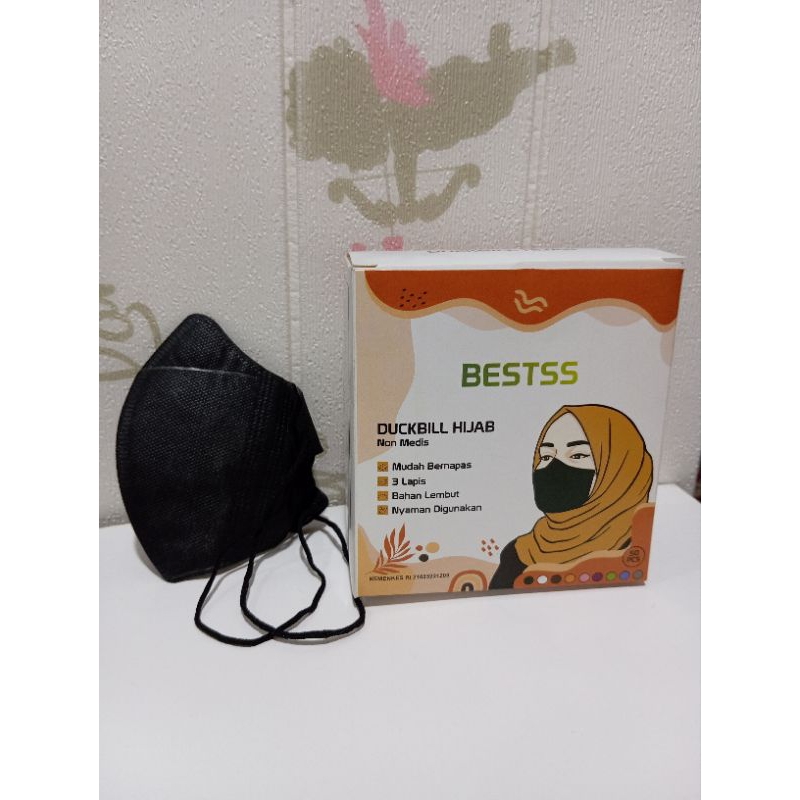 KHALIL ACC - MASKER DUCKBILL HIJAB/FACE MASK ISI 50 PCS  HITAM & PUTIH & UKURAN DEWASA