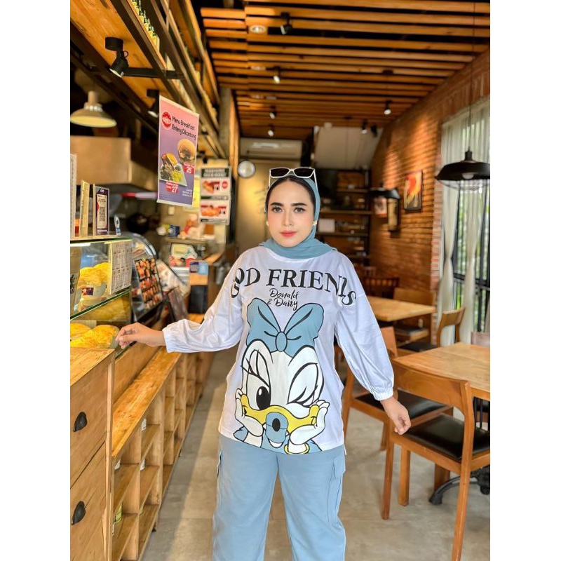 Lanicha Outfit oneset daisy kaos kombed oversize