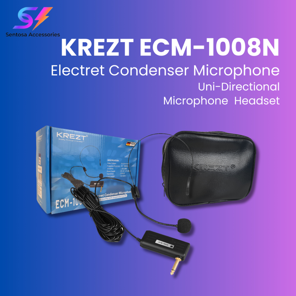 Microphone Bando KREZT ECM-1008N | Mic Headset Kabel | Mic Bando Imam Masjid Mushola