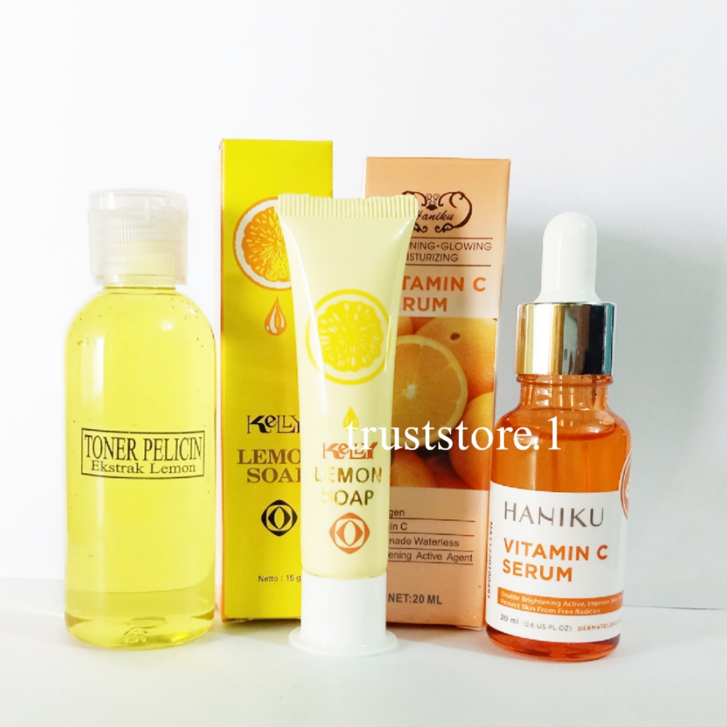 Paket Kelly Lemon Soap + Toner Extra Lemon Pelicin + Serum Vitamin C
