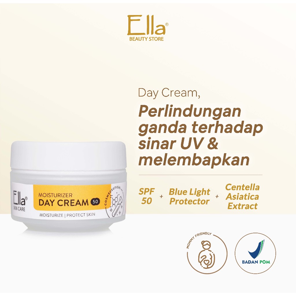 DAY CREAM SPF 50 MOIST ELLA SKIN CARE/KRIM PAGI PENCERAH KULIT NORMAL KERING