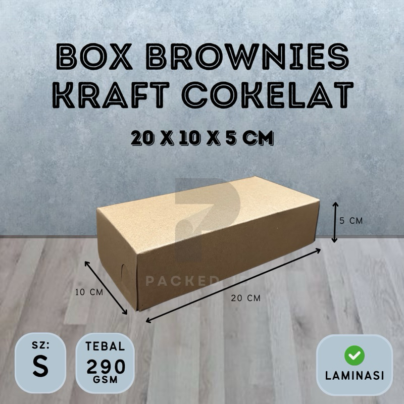 

Dus Brownies Kraft Cokelat Laminasi ukuran 20x10x5 cm Ketebalan 290gsm | Paper Box Kotak Kemasan Kue Snack Box