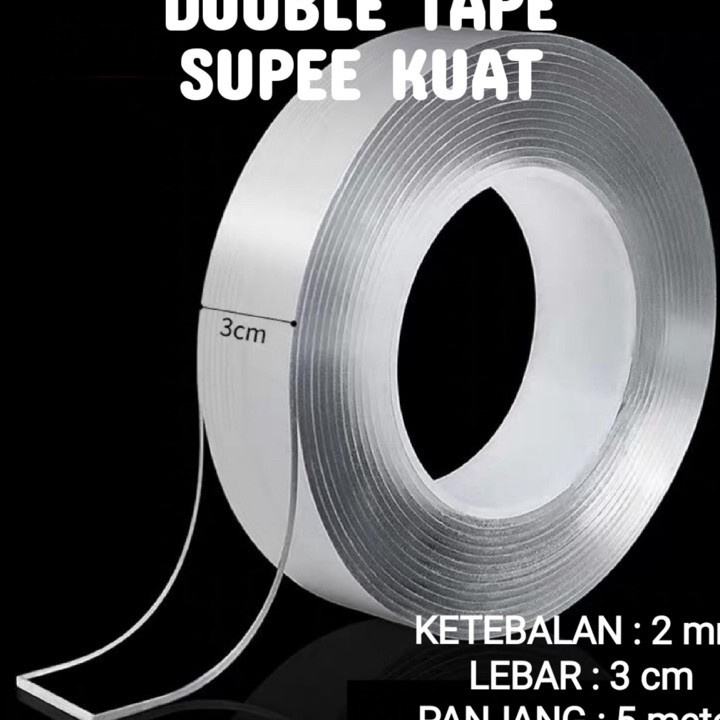 

TEBUS MURAH 3gram2mmX5meter Double Tape Nano Tape Ivy Grip Tape Isolasi Selotip 2 Sisi Kuat Dicuci