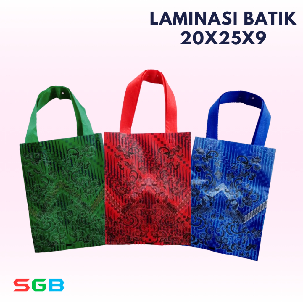 

1 LUSIN ( 12 pc ) Tas Spunbond LAMINASI BATIK uk 20x25x9 harga Lusinan