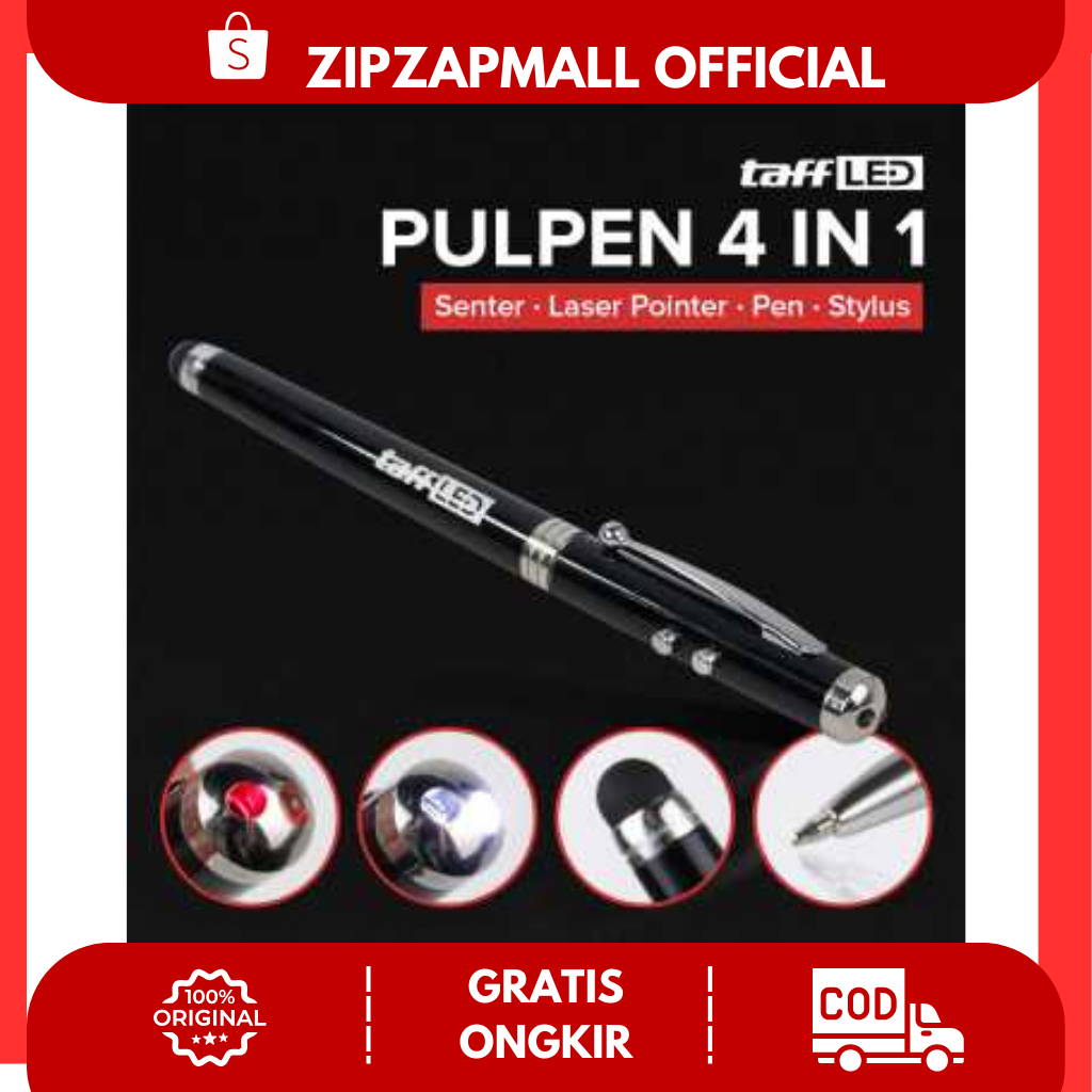 

Pulpen 4 in 1 Senter Laser Pointer Pen dan Stylus Tinta Hitam / Alat Tulis Kantor Kuliah Sekolah Pulpen Bolpoint Ballpoint Touch Screen Writing Accessories Multifungsi Serbaguna / Pulpen Laser Senter Keren Murah Original