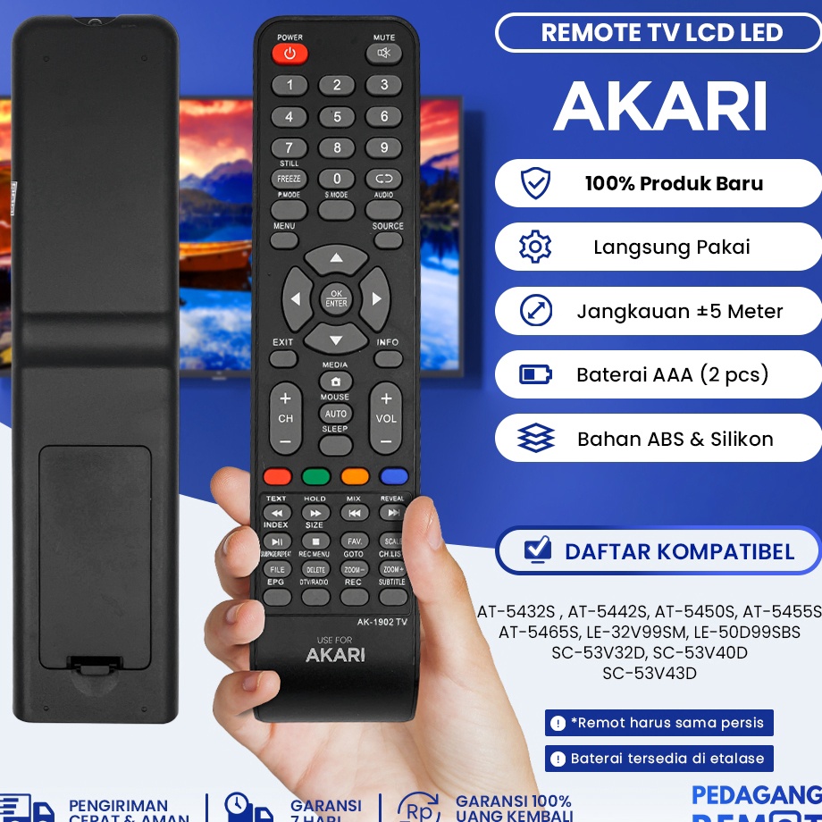 HG Remot Remote TV Akari LCD LED Smart Connect RC992AS AT5432S AT5442S AT545S AT5455S AT5465S LE32V9