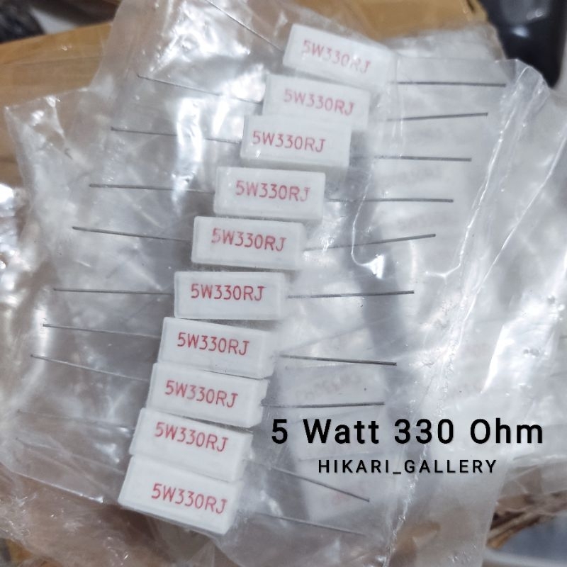 [10 Pcs] RESISTOR KAPUR 5 WATT 330 OHM BAGUS / Resistor Kapur 330ohm 5w 10pcs High Quality